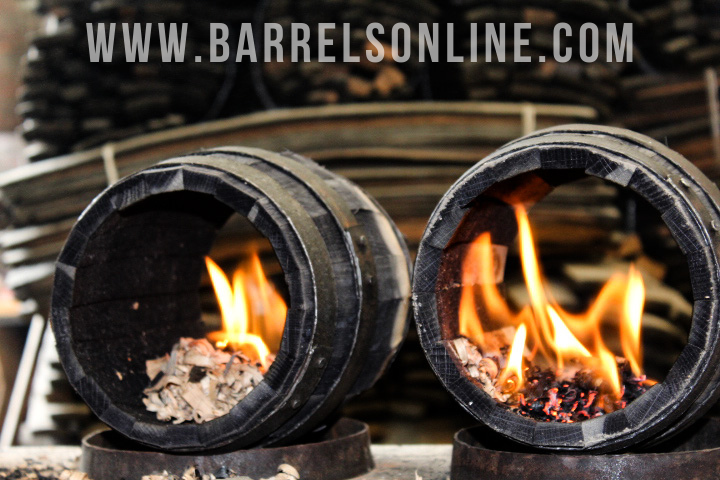 Barrel charring at our cooperage